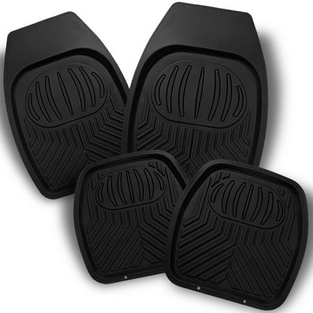 All Weather Deep Dish Black Car Front + Rear Floor Mats 4 Pcs Liner Heavy