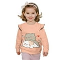thumbnail image 2 of Yuyamidu Toddler Girl Cat Sweatshirt Pink Crewneck Ruffle Long Sleeve Top Girls 1T 2T Cute Graphic Pullover Sweatshirts Casual Fall Outfits Lightweight Soft Workout Clothes, 2 of 7