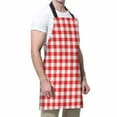 thumbnail image 4 of Yehwow Gingham Red White Tartan Bib Apron For Kitchen BBQ Gardening With Adjustable Neck Strap 27x31 Inch, 4 of 4