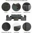 thumbnail image 4 of Kullavik Patio 6-Piece Steel Outdoor Wicker Sectional Sets with Cushions,Grey, 4 of 5
