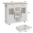 thumbnail image 4 of Kselythan Foldable Kitchen Island On Wheels,Rolling Kitchen Island Cart with 2 Glass Doors,Spice Rack & Towel Holder,Kitchen Island Table with Storage Cabinet,Compact Mobile Storage Cart for Kitchen, 4 of 8