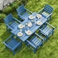 thumbnail image 3 of Aiho 7-Piece HIPS Patio Furniture Set with Umbrella Hole, Outdoor Dining Set for 6, Patio Table and Chairs set for Patio, Lawn, Backyard, Garden, Poolside - Blue, 3 of 10