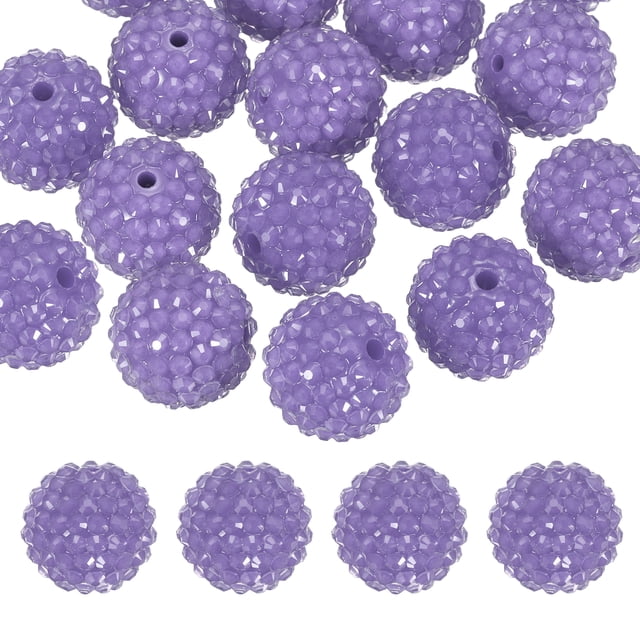 Uxcell 20mm Resin Rhinestone Beads for Beadable Pen, 10 Pack Ball Disco Beads for Jewelry Making, Lavender