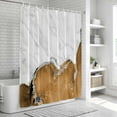 thumbnail image 6 of Brown Marble Crack Shower Curtain, Waterproof Shower Curtains for Bathroom, Modern Abstract Geometric Texture Washable Fabric Bathtub Curtain Set Bath Decor with 12 Hooks Standard 72"x72", 6 of 8