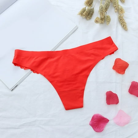 

Aayomet Women Panties Cotton Women s Underpants Hollow Lace Transparent Underwear Thongs Low Waist G String Red M