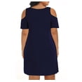 thumbnail image 2 of AURA Plus Size Women Summer A Line Dress Loose Round Neck Off Shoulder Casual Dress L 9XL, 2 of 4