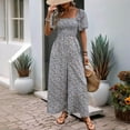thumbnail image 6 of ZZwxWA Womens Bohemian Floral Print Wide Jumpsuits- Leg Romper for Women Square Neck Going Out Vacation Romper Summer 2025, 6 of 7