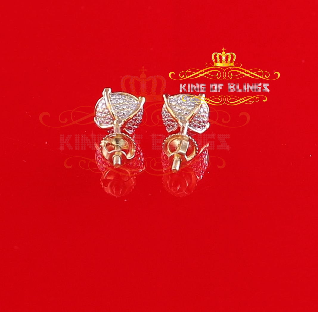 King of Bling's 0.15ct Diamond 925 Sterling Silver Yellow For Men & Women Round stud Earrings