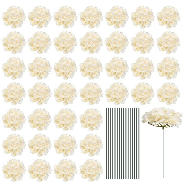 Flores Artificiales de Seda Hortensia Beige Unique Bargains 30 Juegos