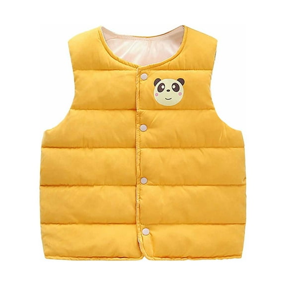 TAGOLD Kids Coats Autumn And Winter Baby Boys Girls Baby Print Cardigan Vest Down Cotton Vest Inside And Outside Wear