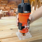 THINKWORK Compact Wood Router | 6.5-Amp 1.25HP Palm Router with 15-Piece 1/4 Router Bits Set & Accessories | 30000 RPM for Wood Trimming, DIY & Professional Projects