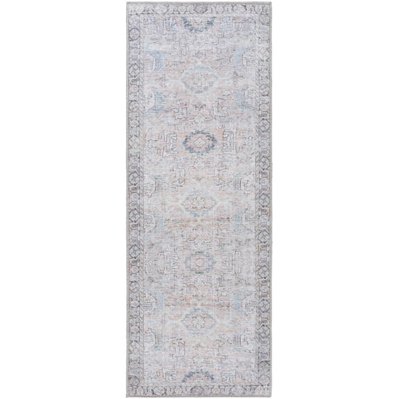 BoutiqueRugs Giona Traditional Runner Rug - Charcoal, Blue, Light Blue - 2'7" x 10' Runner