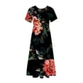 thumbnail image 6 of Wycnly Summer Dresses for Women Wedding Guest Dresses for Women Loose Flowy Pleated Swing Tunic Maxi Dresses with Pocket Ladies Trendy Daisy Print Crewneck Short Sleeve Long Sun Dress, 6 of 6