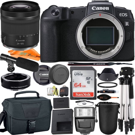 Canon EOS RP Mirrorless Digital Camera with RF24-105mm Lens + Mount Adapter + 64GB + ZeeTech Accessory Bundle (International Version)