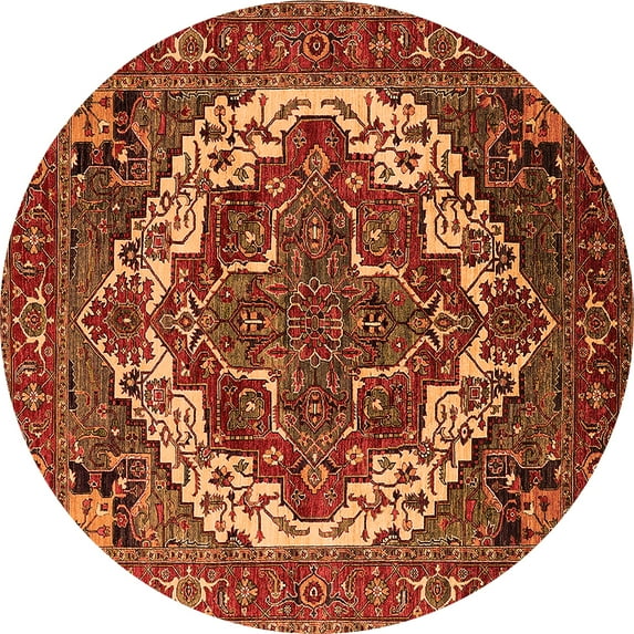 Ahgly Company Indoor Round Oriental Orange Industrial Area Rugs, 5' Round