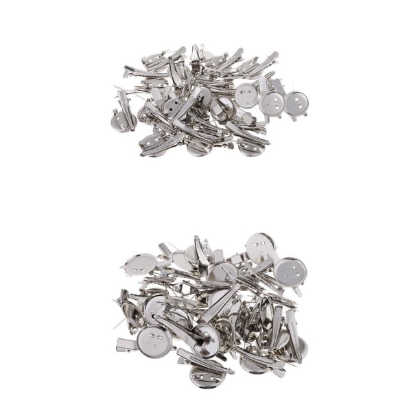 60x Broche Pinzas para el cabello Base Cabochon Bandeja en Broche Pasadores 25 / 20mm