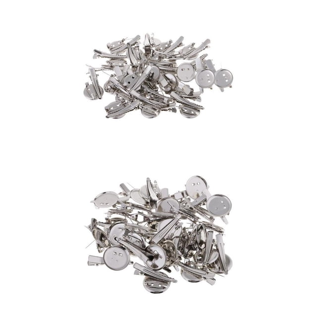 60x Broche Pinzas para el cabello Base Cabochon Bandeja en Broche Pasadores 25 / 20mm