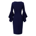 thumbnail image 5 of cfhntfmh Robes Moulantes pour Femmes Robe Cocktail Ajustée à Col Rond Manches Longues Mode Robe Crayon Midi Manches à Volants 3/4, 5 of 5