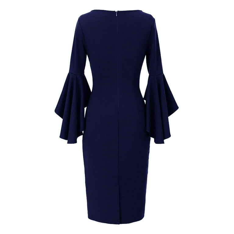 Calvin klein tiered bell sleeve dress hotsell