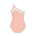 thumbnail image 5 of Karight Womens One Shoulder One Piece Swimsuit Color Block High Cut Bathing Suit Tummy Control Swimwear, 5 of 6