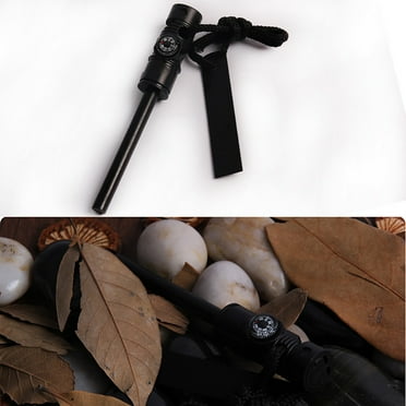 SDJMa 5-in-1 Fire Starter with Compass, Paracord and Whistle for Emergency Survival Kits, Camping, Hiking, All-Weather Magnesium Ferro Rod