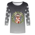 thumbnail image 4 of YDLCAFD T-Shirts Women Casual Fashion Round Neck Three Quarter Sleeve Flower Print T Shirt, 4 of 4