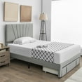 thumbnail image 4 of Gymax Full Upholstered Bed Frame Platform Bed with Drawer & Adjustable Headboard Grey, 4 of 10