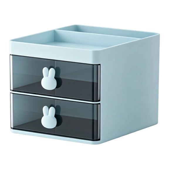 Stationery Storage Box, Mohdy Plastic Stationery Box, 1Pc Small Desk Organizer with Drawer Desktop Storage Box Business Card/Pen/Pencil/Mobile Phone/Stationery Holder Storage Box Makeup