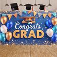 thumbnail image 5 of Gold Grad Cap Graduation Banner Colorful Balloons Graduation Backdrop Blue Background Glittery Design Academic Background for Graduation Party College Graduation Graduation Photoshoot, 5 of 9