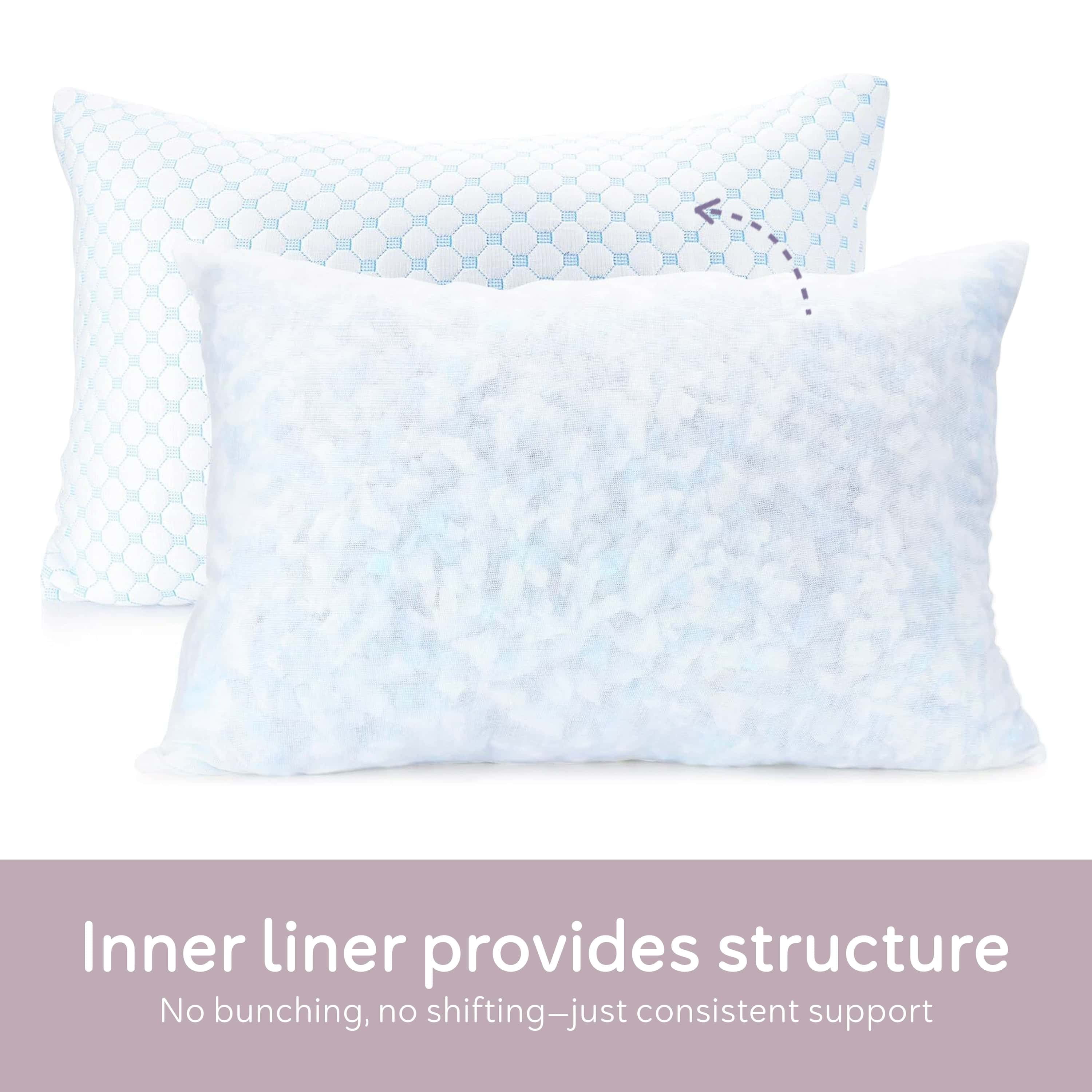 Virtu Temperature Queen Pillows Set of 2, Regulating and Adjustable Soft Memory Foam Cooling Bed Pillows Queen Size Pillows Set of 2, 20" X 30"