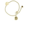 thumbnail image 2 of Delight Jewelry Goldtone Capital Letter - T - Pebble Disc - Gold-tone Rose Link Chain Bracelet, 6.25"+1.75" Extender, 2 of 4