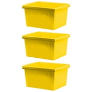 Storex 4 Gallon Storage Bin, Yellow, Pack of 3