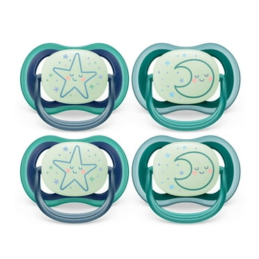 Philips Avent Ultra Air Pacifier - 4 X Light, Breathable Glow-In-The-Dark Baby Pacifiers For Babies Aged 6-18 Months, Bpa Free with Sterilizer Carry Case (Model SCF376/08)