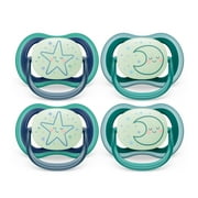 Philips Avent Ultra Air Pacifier - 4 X Light, Breathable Glow-In-The-Dark Baby Pacifiers For Babies Aged 6-18 Months, Bpa Free with Sterilizer Carry Case (Model SCF376/08)
