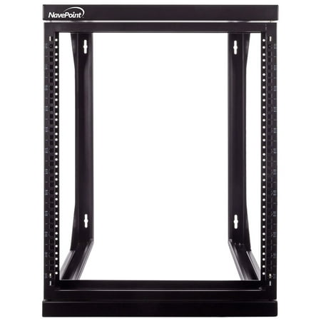 NavePoint 12U Wall Mount IT Open Frame 19 Inch Rack with Swing Out Hinged Gate