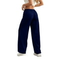 thumbnail image 4 of Low Rise Sweatpants for Women Comfort Soft Wide Leg Lounge Sweatpants Baggy Straight Leg Track Pants Athletic Joggers Navy L, 4 of 6