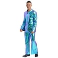 thumbnail image 3 of Sxiwei Mens Movie Star Jumpsuit Sequins Singer Dancer Leotard Bodysuit Halloween Fancy Dress up Blue M, 3 of 7