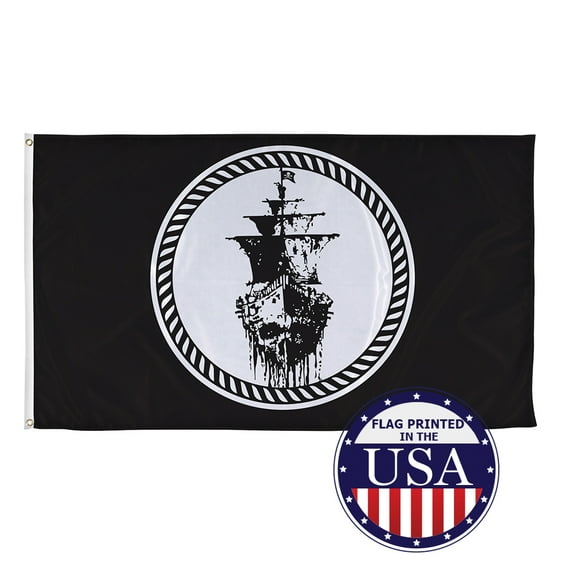 Vispronet 3ft x 5ft Ghost Ship Jolly Roger Pirate Flag, Indoor & Outdoor