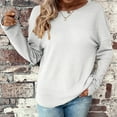 thumbnail image 3 of Womens Waffles Knit Pullover Open Back Casual Tops Long Sleeve Back Knot Shirts Blouse Womens Tshirts Loose Fitting S-64 White XL, 3 of 5