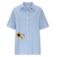 thumbnail image 4 of Dealovy Haut en Coton et Lin pour Femmes, Manches Courtes, Chemises Boutonnées, Col à Revers, Jolies Blouses à Imprimé Graphique, 4 of 7