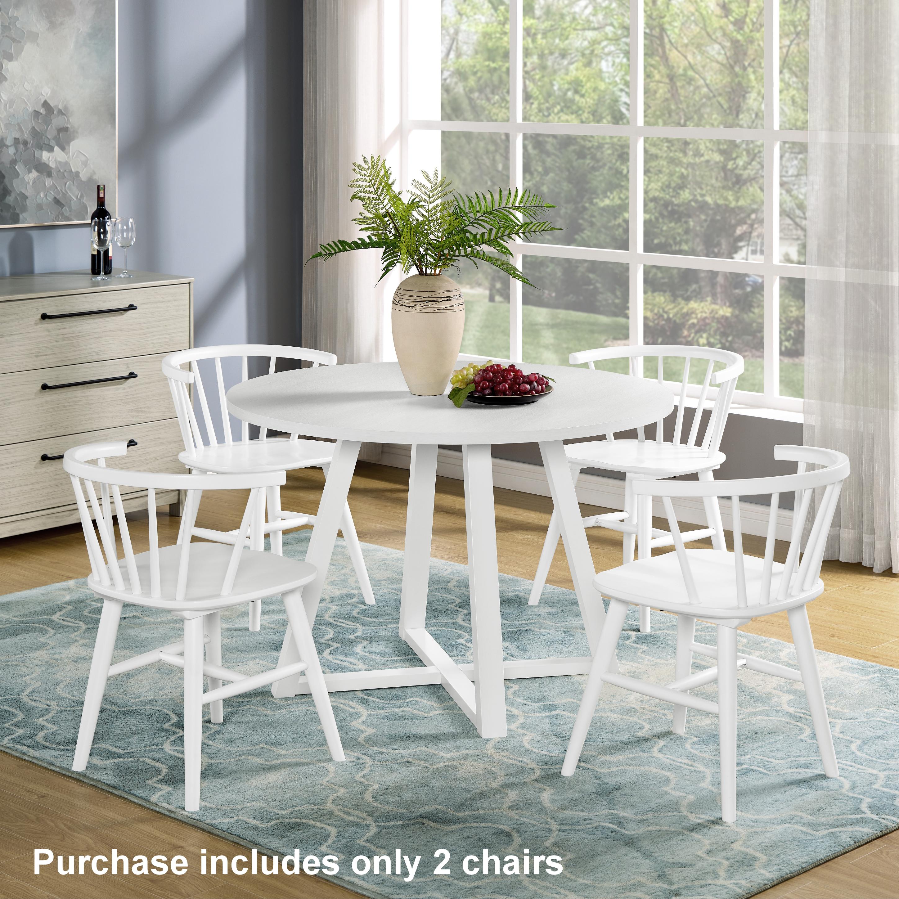 Roundhill Furniture Alwynn Wooden Spindle Back Dining Chairs, Windsor Chairs, Set of 2, White