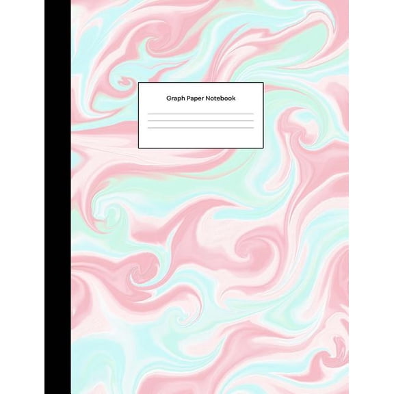 Graph Paper Notebook : Teal Pink Marble Swirl Math Composition Book Quad Ruled 1/4 inch (.25") Squares Graphing Paper for Students Large, 8.5 x 11 in (Paperback)