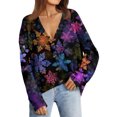 thumbnail image 7 of Women's Fashion Long Sleeve Christmas Print V-Neck Button Loose Cardigan Top, Knit Sweater for Casual Outfits and Comfort,Black,M, 7 of 7
