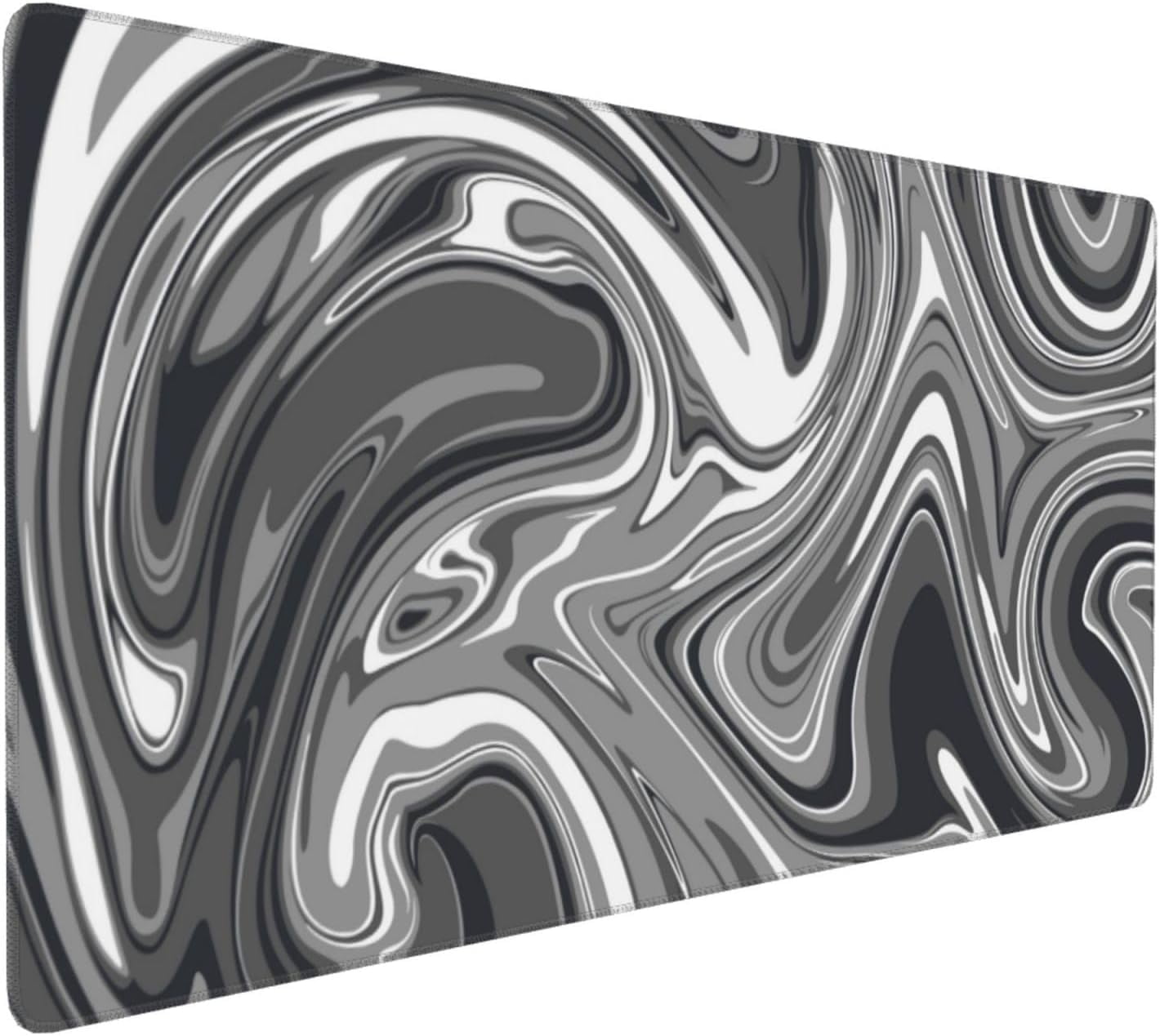 Large Mouse Pad Strata Liquid (35.4 x15.7in) Extended XXL Gaming Desk Mat with Non-Slip Rubber Base,Marbled Design Fluid Gray White Swirl Laptop Computer Desk Mat for Work,Game,Office,Home