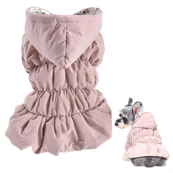 TELOLY 1Pcs Dog Winter Coat,Polyester Dog Clothes,Small Dog Sweater,Pink,M