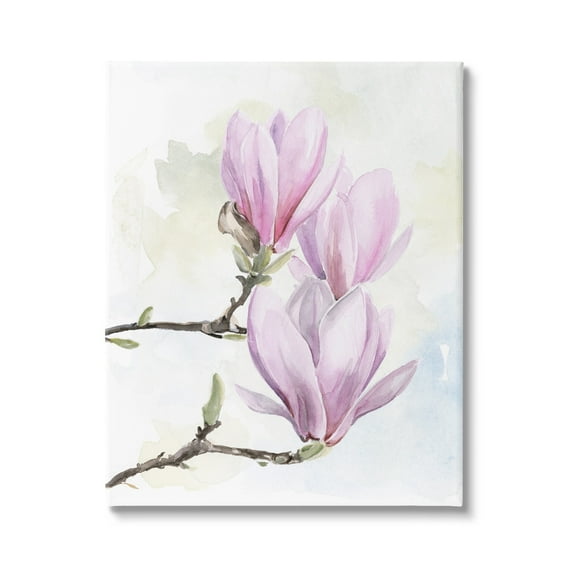 Stupell Pink Magnolia Flower Blooms Botanical & Floral Painting Gallery Wrapped Canvas Print Wall Art