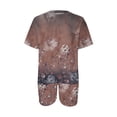thumbnail image 4 of Mikilon Ensemble Élégant pour Femmes 2 Pcs Mode Col Rond Blouse Manches Courtes Hauts Shorts Ensemble Décontracté Bourgogne m, 4 of 5