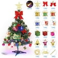thumbnail image 2 of Spencer 24" Tabletop Christmas Tree Artificial Xmas Pine Tree with LED Lights, Star Treetopper, Bell and Hanging Ornaments for Home Party DIY Decoration, 2 of 9