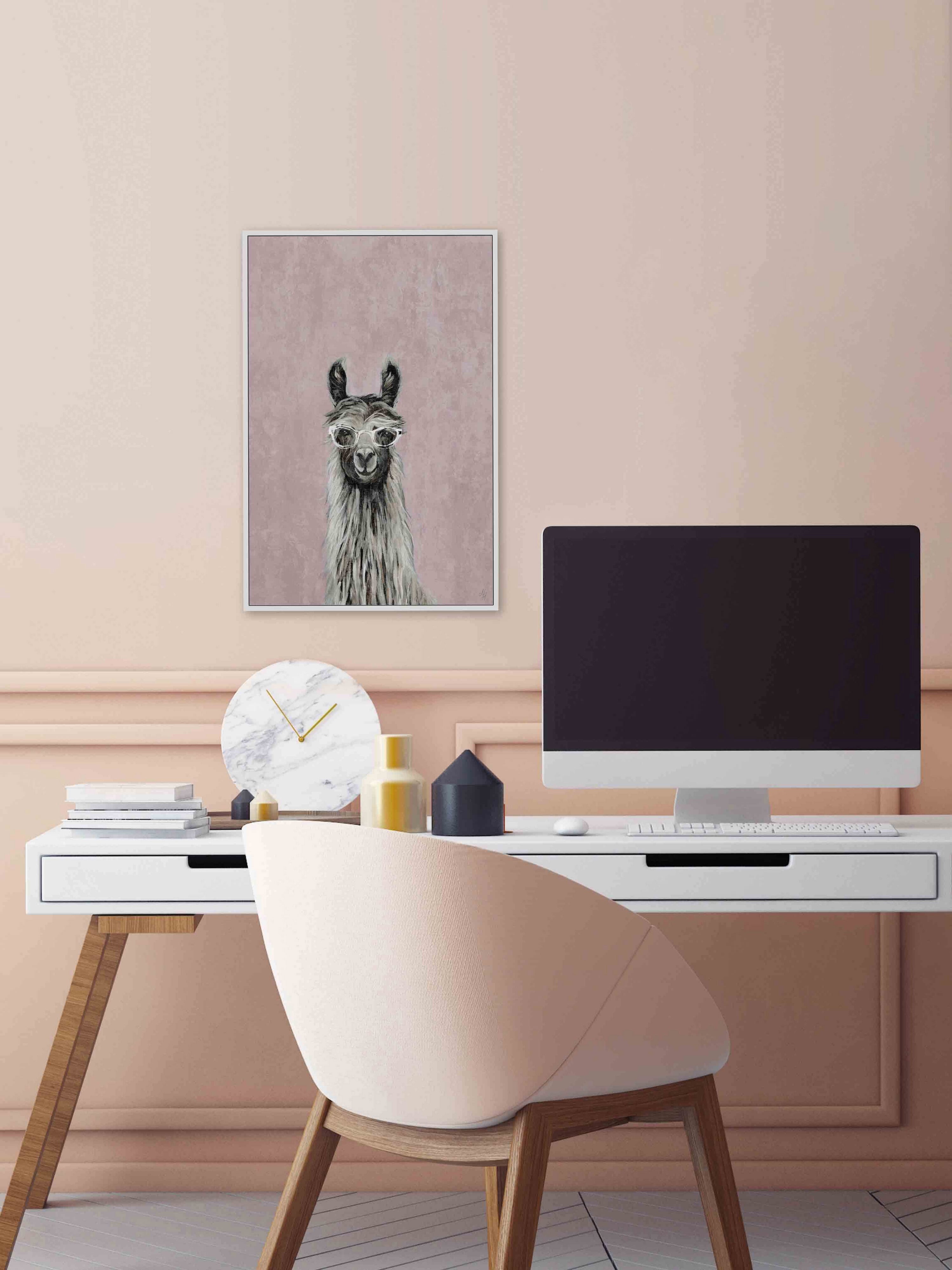 Hello There Llama Floater Framed Painting Print on Canvas