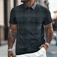 thumbnail image 2 of XDZJLR Men Polo Shirts Striped Plaid Lapel Button Open Neck Pocket Casual Loose Comfortable Trendy Sports Business Short Sleeved Shirt Blouse Green Xxl, 2 of 9